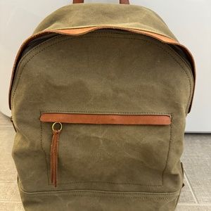 Madewell, The Charleston Backpack, Green Canvas with  Leather Trim